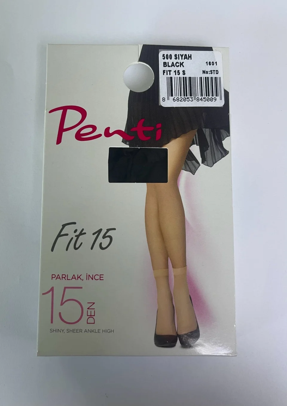 Șosete damă Penti Fit 15 Parlak İnce negre, fine și lucioase, 15 DEN