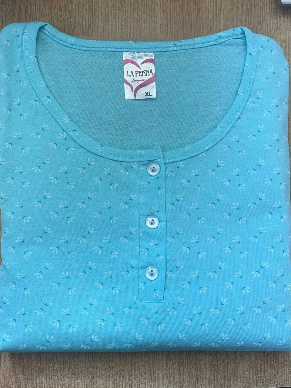 Pijama dama, tricou si pantaloni 3/4, turcoaz 100% bumbac