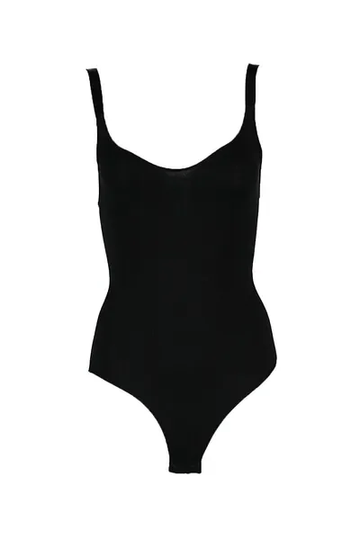 Body modelator dama cu bretele groase, material elastic si respirabil de culoare negru — imagine 2