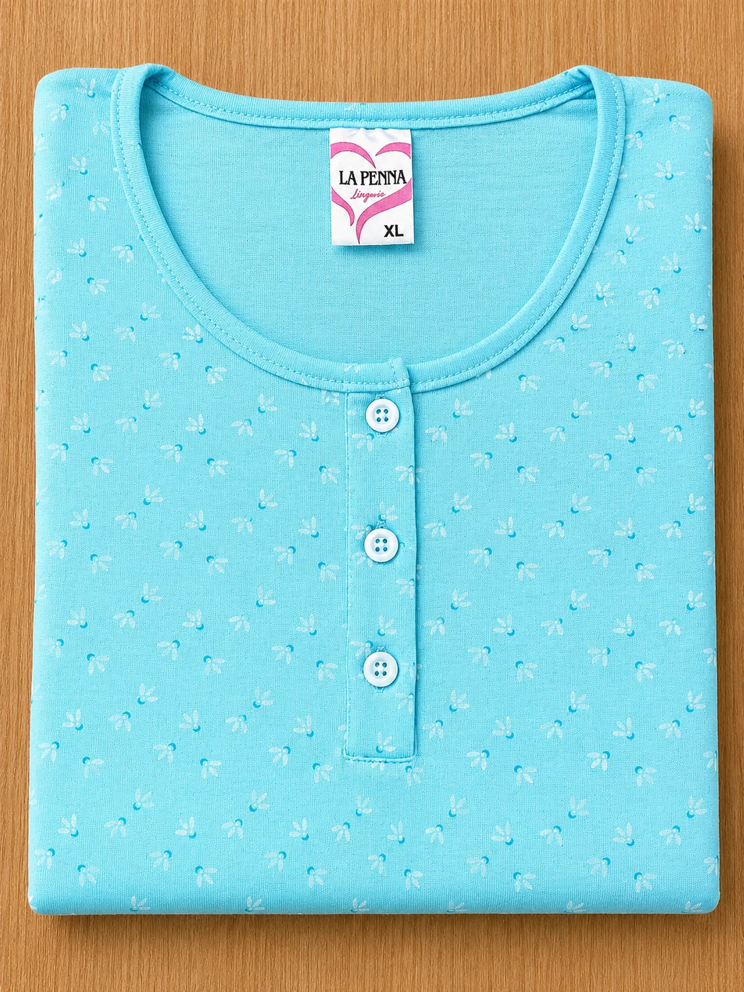 Pijama dama, tricou si pantaloni 3/4, turcoaz 100% bumbac