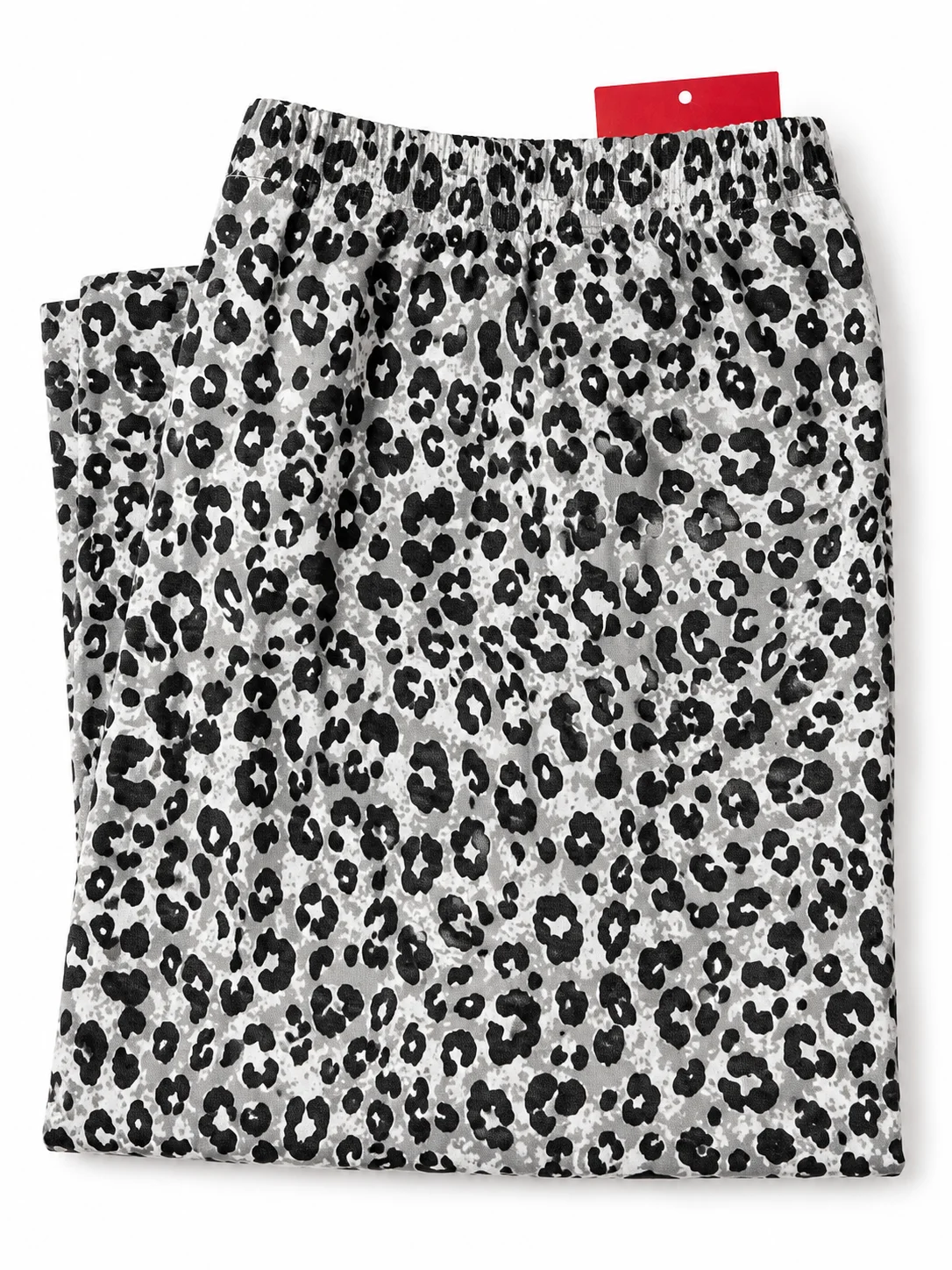 Pantaloni de pijama 3/4 dama  Big Size, gri cu model leopard — imagine 2