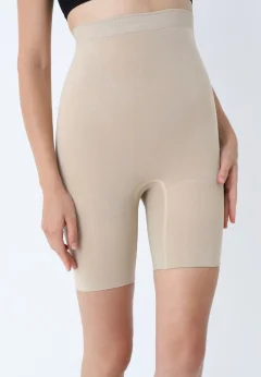 Pantaloni modelatori scurți cu talie înaltă – bej