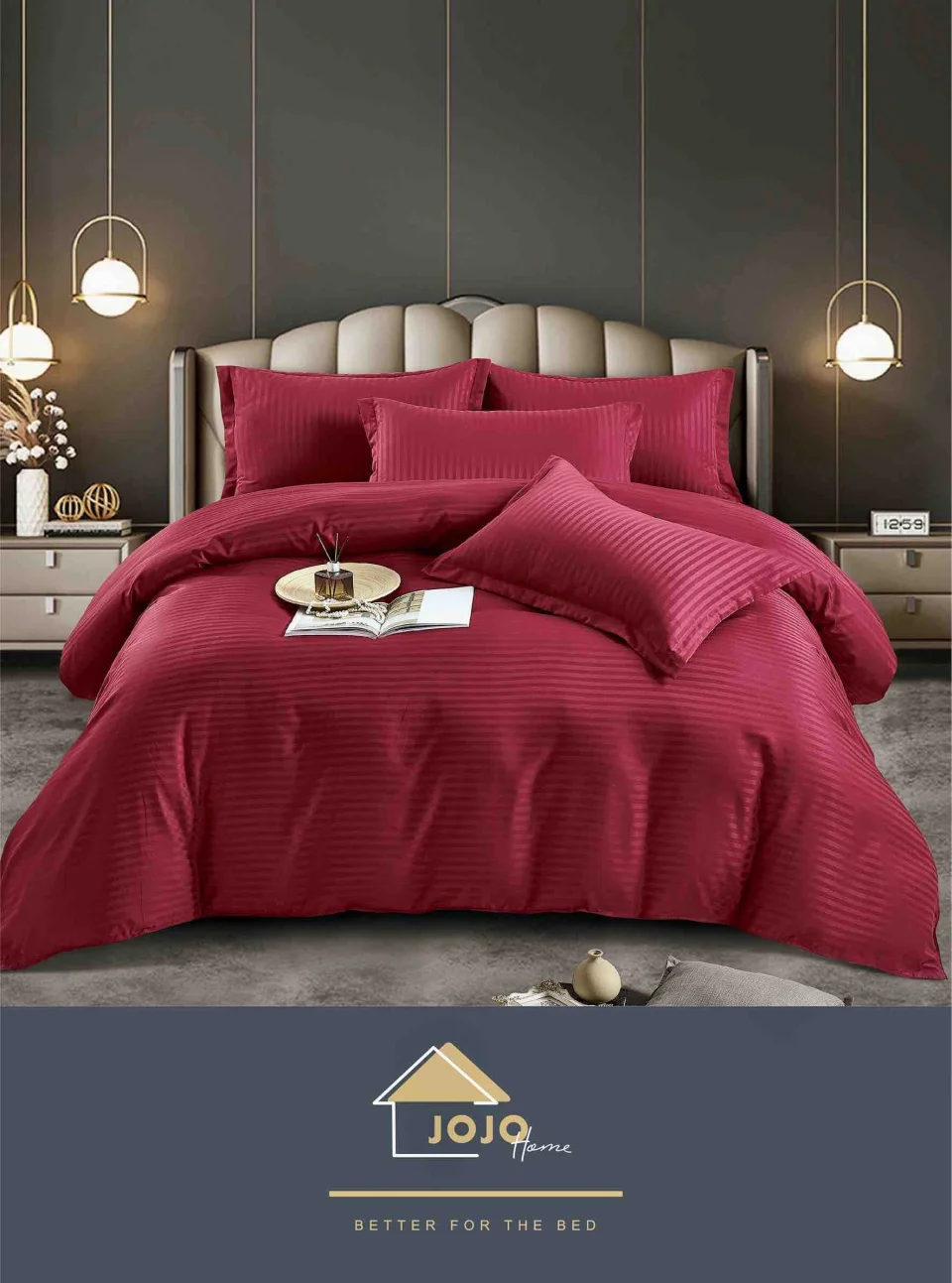 Lenjerie de pat cu ceraceaf normal,  Damasc 6 piese 100 % bumbac BORDO M-02