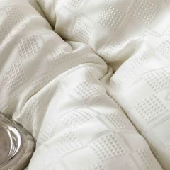 Lenjerie de pat Jacquard finet cu cearceaf normal 6 piese ALB JF-19