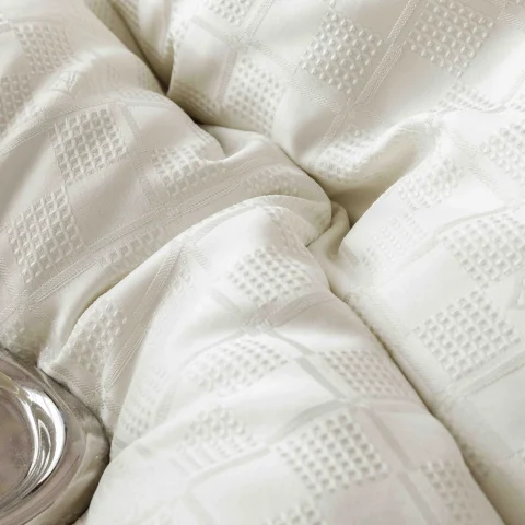 Lenjerie de pat Jacquard finet cu cearceaf normal 6 piese ALB JF-19 — imagine 3