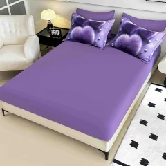 Lenjerie de pat o persoana, imprimeu digital 5D cu elastic 4 piese MOV