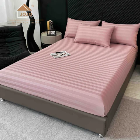 Lenjerie de pat cu elastic,  Damasc 6 piese 100 % bumbac  ROZ DM-110 — imagine 3
