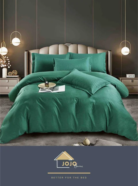 Lenjerie de pat cu elastic,  Damasc 6 piese 100 % bumbac VERDE-1676 — imagine 2