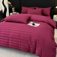 Lenjerie de pat cu elastic,  Damasc 6 piese 100 % bumbac BORDO DM-111