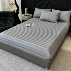 Lenjerie de pat cu elastic,  Damasc 6 piese 100 % bumbac GRI DM-112