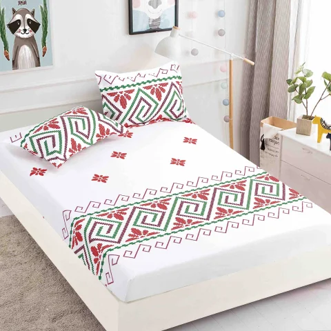 Husa de pat cu elastic pentru pat de 2 persoane ALB TR-01