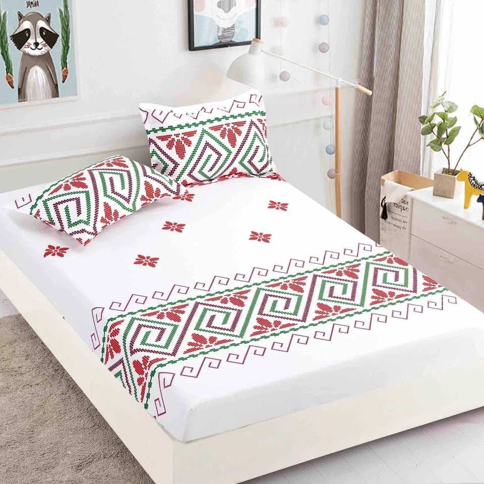 Husa de pat cu elastic pentru pat de 2 persoane ALB TR-01