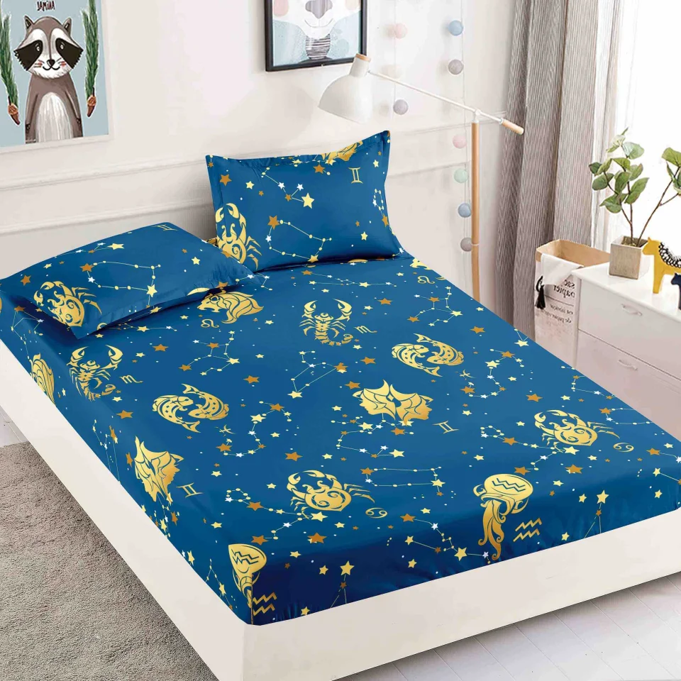 Husa de pat cu elastic pentru pat de 2 persoane BLUMARIN zodii
