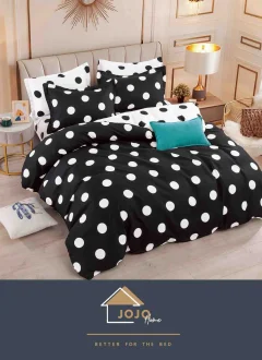 Lenjerie de pat finet cu cearceaf normal 6 piese NEGRU X ALB H-303