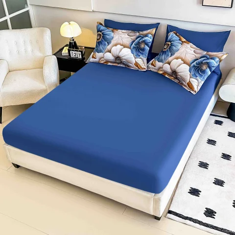 Lenjerie de pat o persoana, imprimeu digital 5D cu elastic 4 piese BLUMARIN — imagine 2