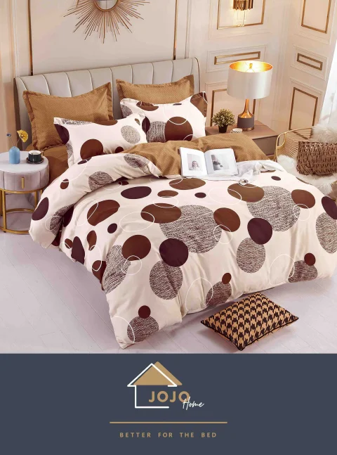 Lenjerie de pat finet cu cearceaf normal 6 piese CREM cu MARO H-490