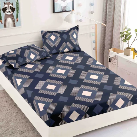 Husa de pat cu elastic pentru pat de 2 persoane BLM PATRATELE