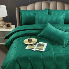 Lenjerie de pat cu ceraceaf normal,  Damasc 6 piese 100 % bumbac VERDE M-05