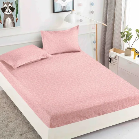 Husa de pat cu elastic pentru pat de 2 persoane ROZ D-H500