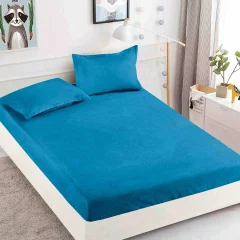 Husa de pat cu elastic pentru pat de 2 persoane ALBASTRU H-700