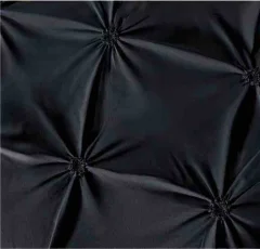 Lenjerie cu elastic de Pat Dublu din Finet 6 pcs brodata model pliuri NEGRU P11