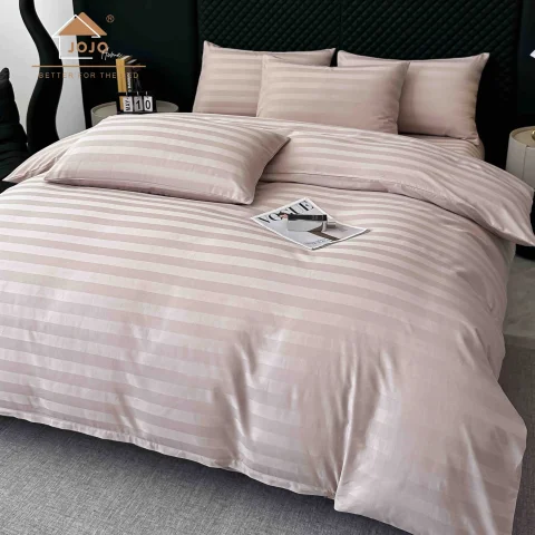 Lenjerie de pat cu elastic,  Damasc 6 piese 100 % bumbac CREM DM-105 — imagine 1