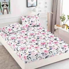 Husa de pat cu elastic pentru pat de 2 persoane FLORI