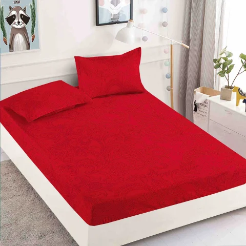 Husa de pat cu elastic pentru pat de 2 persoane  ROSU H-200