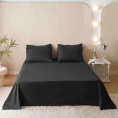 Lenjerie de pat Jacquard finet cu cearceaf normal 6 piese NEGRU JF-14