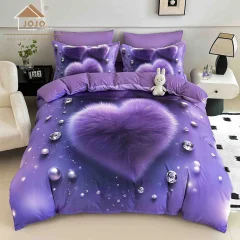 Lenjerie de pat o persoana, imprimeu digital 5D cu elastic 4 piese MOV