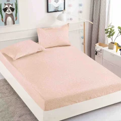 Husa de pat cu elastic pentru pat de 2 persoane ROZ CU FLUTURASI