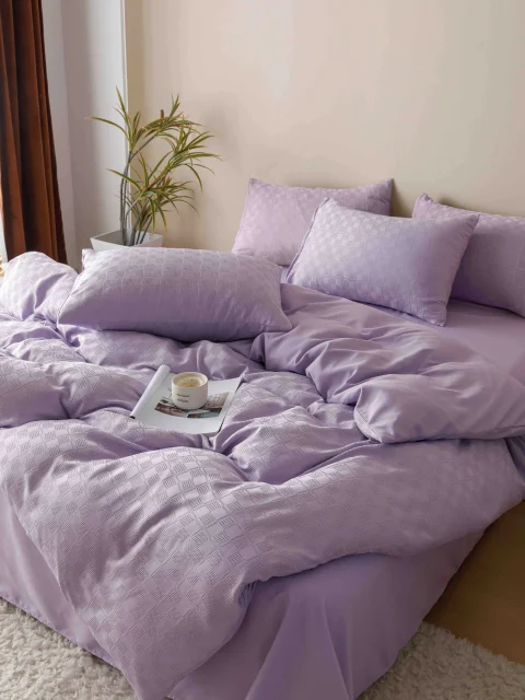 Lenjerie de pat Jacquard finet cu cearceaf normal 6 piese LILA JF-18 — imagine 1