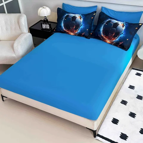 Lenjerie de pat o persoana, imprimeu digital 5D cu elastic 4 piese BLUMARIN H-08 — imagine 3