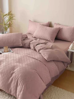 Lenjerie de pat Jacquard finet cu cearceaf normal 6 piese ROZ JF-10