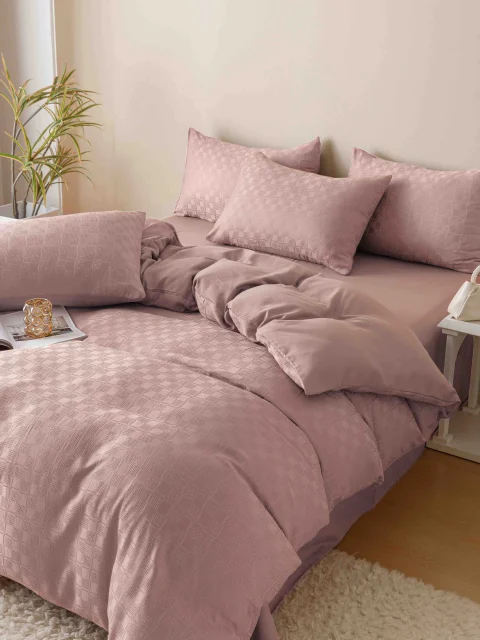 Lenjerie de pat Jacquard finet cu cearceaf normal 6 piese ROZ JF-10 — imagine 1