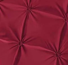 Lenjerie  cu elastic de Pat Dublu din Finet 6 pcs brodata model pliuri  BORDO P02