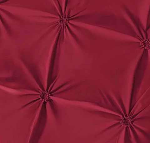 Lenjerie  de Pat Dublu PREMIUM din Finet 6 pcs brodata model pliuri BORDO P-002 — imagine 2