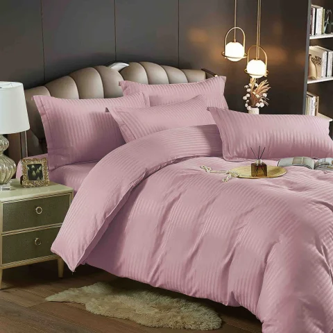 Lenjerie de pat  cu elastic,  Damasc 6 piese 100 % bumbac ROZ-1061 — imagine 1