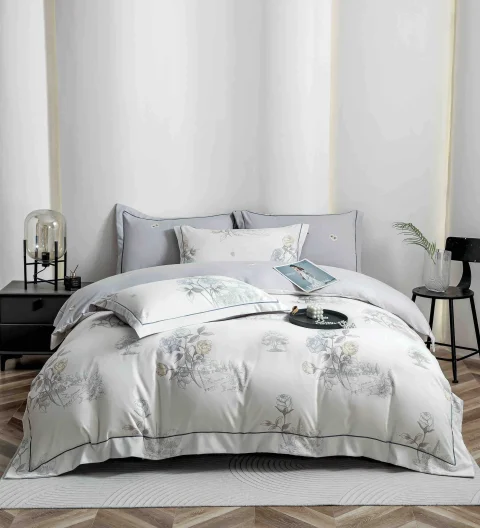 Lenjerie de lux in cutie cadou, bumbac finet, 6 piese, GRI, LUX-2015 — imagine 1