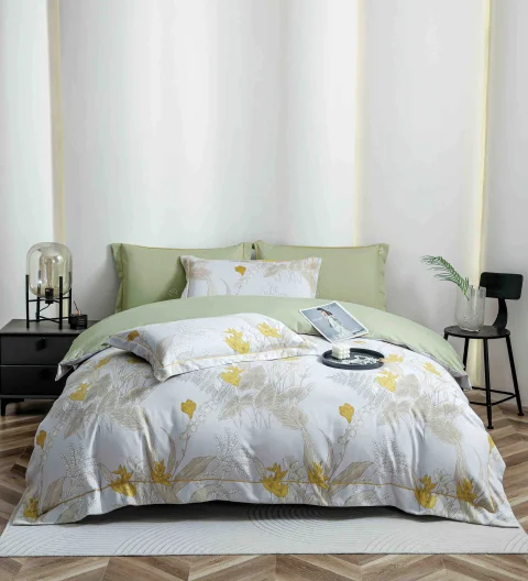 Lenjerie de lux in cutie cadou, bumbac finet, 6 piese, VERDE, LUX-2400 — imagine 1