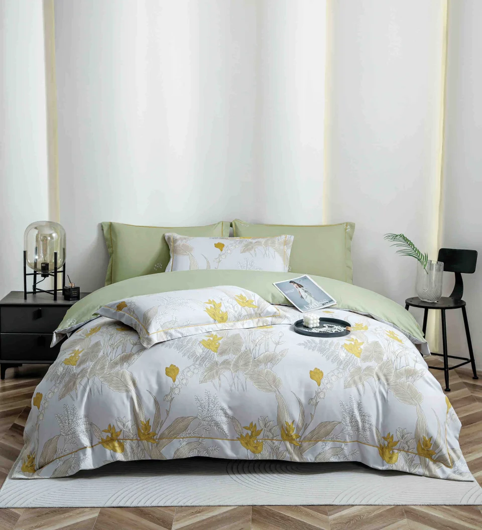 Lenjerie de lux in cutie cadou, bumbac finet, 6 piese, VERDE, LUX-2400