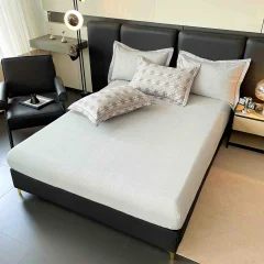 Lenjerie de lux in cutie cadou, bumbac finet, 6 piese, GRI, LUX-2410