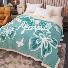 Patura imblanita 3D Fluturi ALB cu TURCOAZ