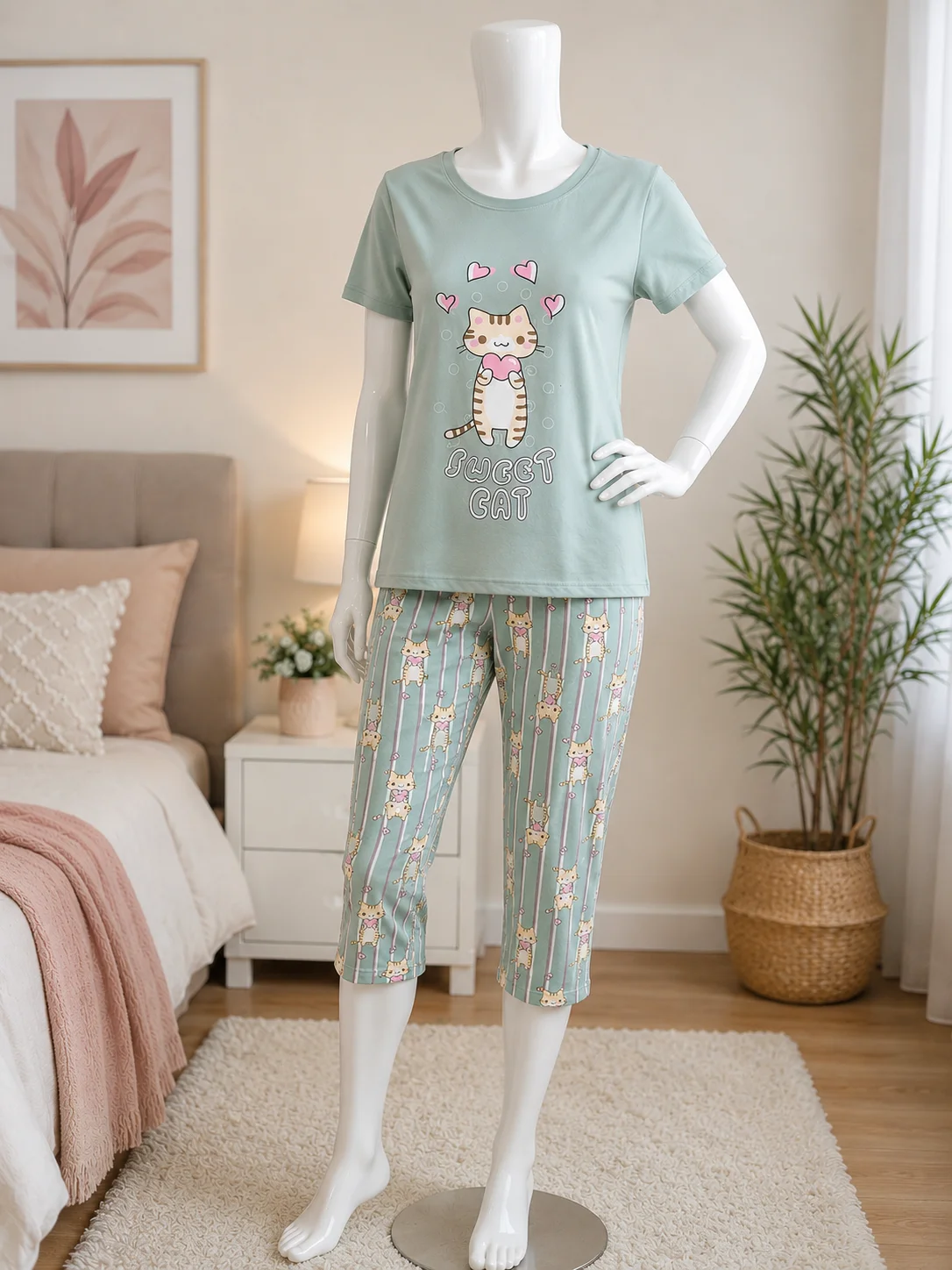 Pijama de Primăvară pentru Dama cu Masca de Dormit Asortată