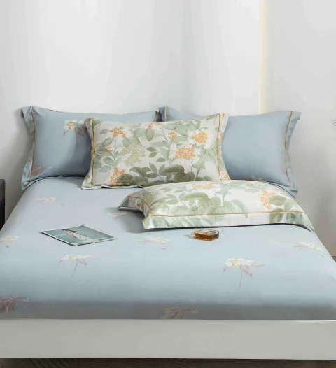 Lenjerie de lux in cutie cadou, bumbac finet, 6 piese, BLUE, LUX-2102 — imagine 3
