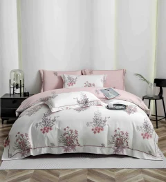 Lenjerie de lux in cutie cadou, bumbac finet, 6 piese, ROZ-LUX-2530