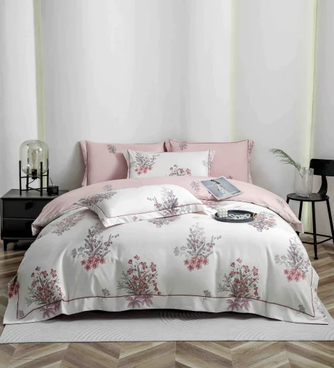 Lenjerie de lux in cutie cadou, bumbac finet, 6 piese, ROZ-LUX-2530 — imagine 1
