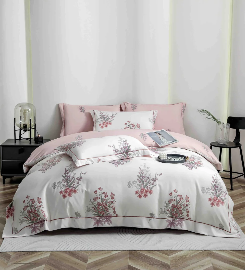 Lenjerie de lux in cutie cadou, bumbac finet, 6 piese, ROZ-LUX-2530