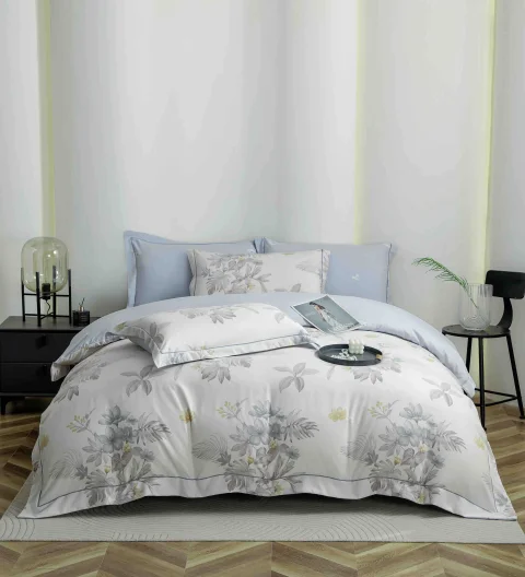 Lenjerie de lux in cutie cadou, bumbac finet, 6 piese, BLUE, LUX-2120 — imagine 1