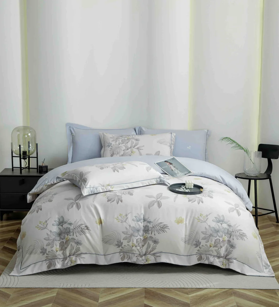 Lenjerie de lux in cutie cadou, bumbac finet, 6 piese, BLUE, LUX-2120